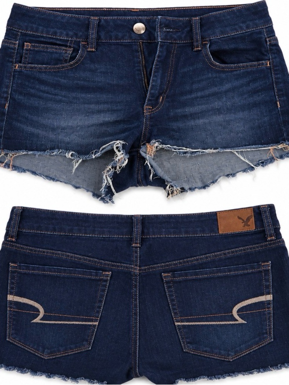 American Eagle Dark Wash Raw Hem Denim Short Shorts